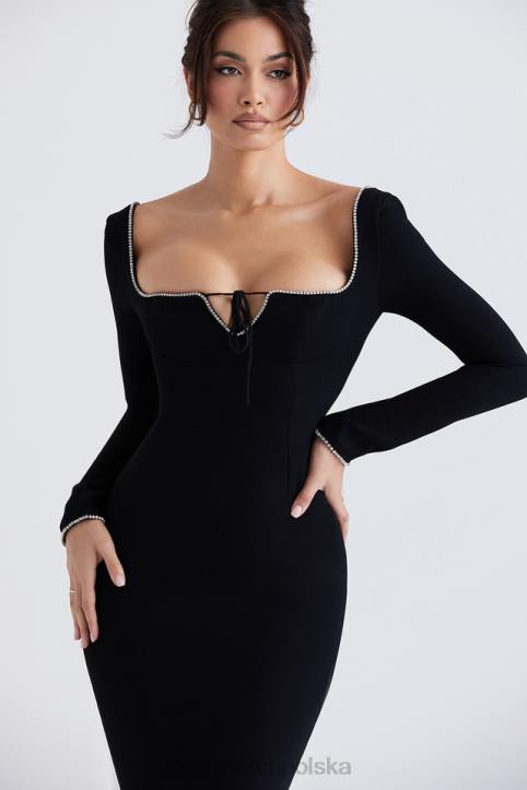 House of CB Sukienka maxi Rosa z czarnymi kryształkami Elegancja na każdą okazję