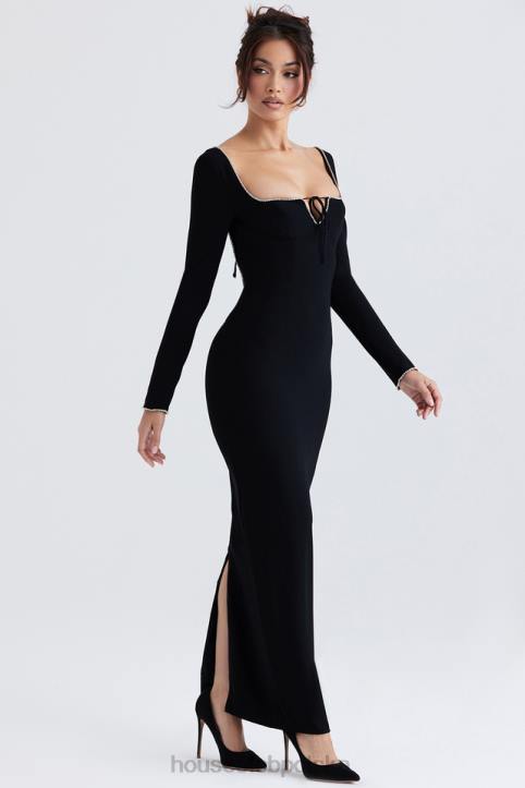 House of CB Sukienka maxi Rosa z czarnymi kryształkami Elegancja na każdą okazję