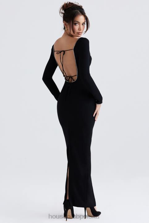 House of CB Sukienka maxi Rosa z czarnymi kryształkami Elegancja na każdą okazję
