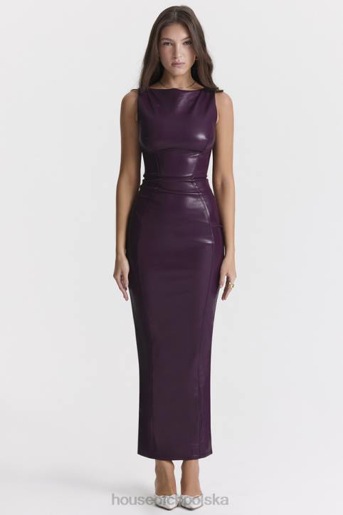 House of CB Maxi Sukienka Merlot Skóra Wegańska Trendy