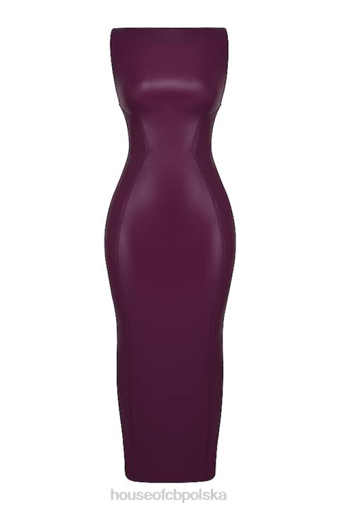 House of CB Maxi Sukienka Merlot Skóra Wegańska Trendy