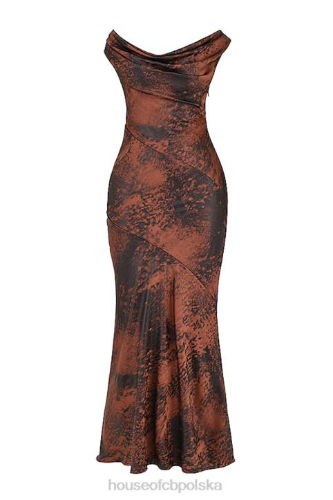 House of CB Sukienka maxi antyczna miedź Alaina modna elegancja