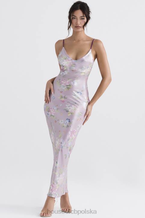 House of CB Fioletowa Sukienka Maxi w Kwiaty na Lato