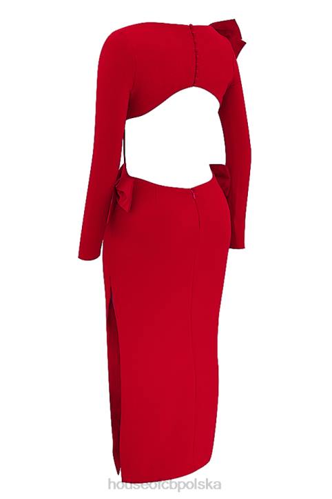 House of CB Czerwona Kokardka Sukienka Maxi Lavele Modna Stylowa Elegancka