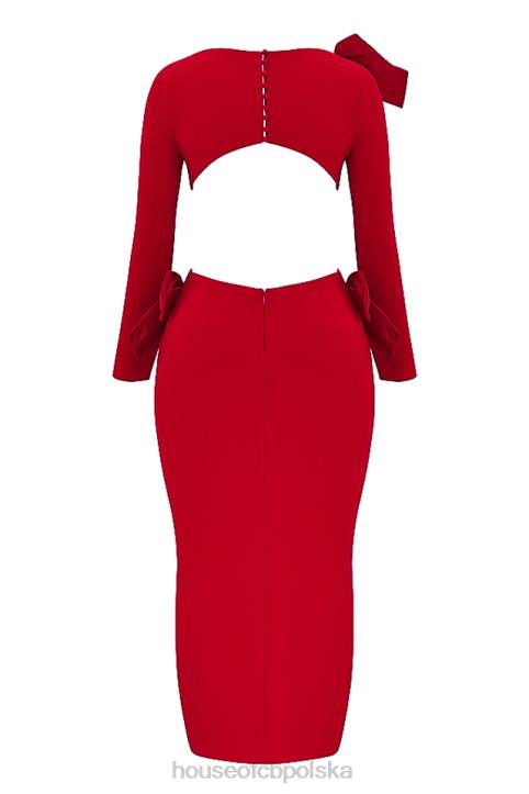 House of CB Czerwona Kokardka Sukienka Maxi Lavele Modna Stylowa Elegancka