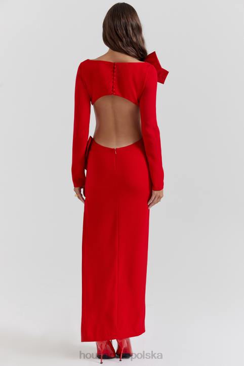 House of CB Czerwona Kokardka Sukienka Maxi Lavele Modna Stylowa Elegancka