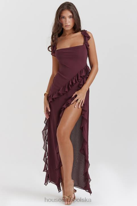 House of CB Morwowa Sukienka Maxi z Falbaną Elegancja i Styl