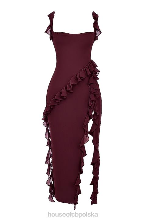 House of CB Morwowa Sukienka Maxi z Falbaną Elegancja i Styl