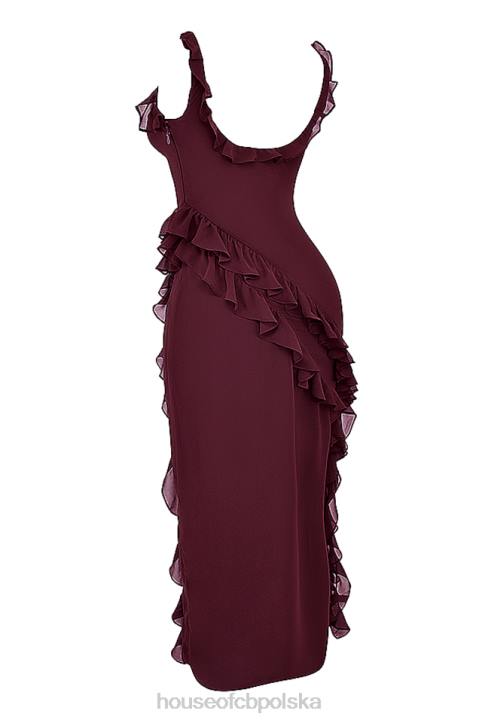 House of CB Morwowa Sukienka Maxi z Falbaną Elegancja i Styl