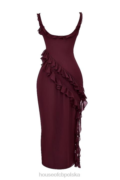 House of CB Morwowa Sukienka Maxi z Falbaną Elegancja i Styl