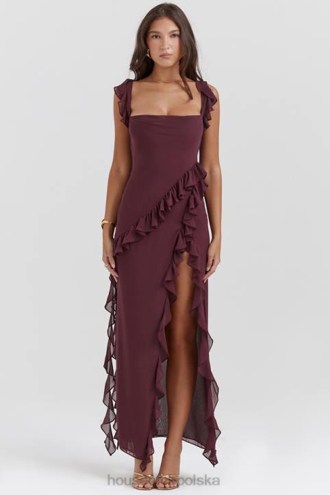 House of CB Morwowa Sukienka Maxi z Falbaną Elegancja i Styl
