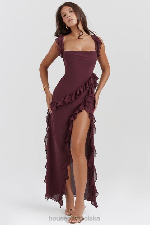 House of CB Morwowa Sukienka Maxi z Falbaną Elegancja i Styl