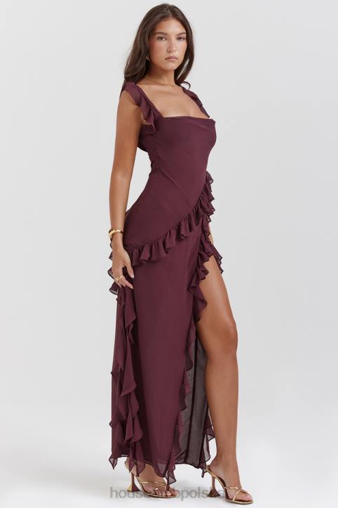 House of CB Morwowa Sukienka Maxi z Falbaną Elegancja i Styl
