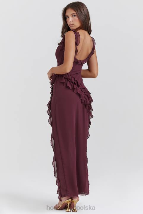House of CB Morwowa Sukienka Maxi z Falbaną Elegancja i Styl