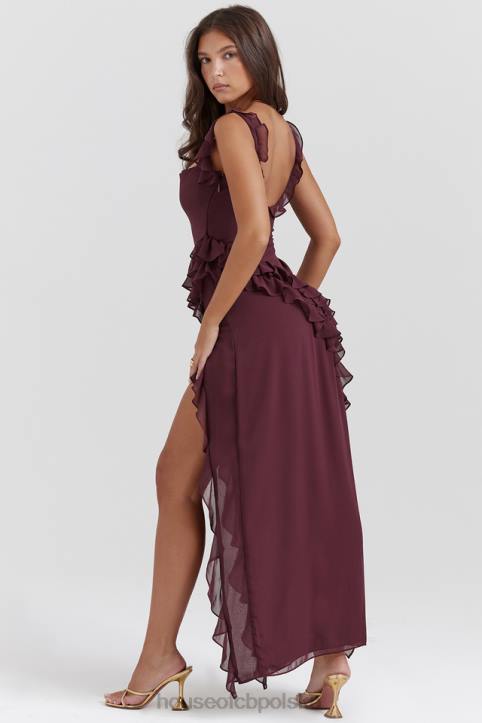 House of CB Morwowa Sukienka Maxi z Falbaną Elegancja i Styl