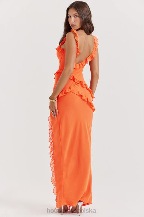 House of CB Sukienka maxi w kolorze pomarańczowym z falbaną Pixie