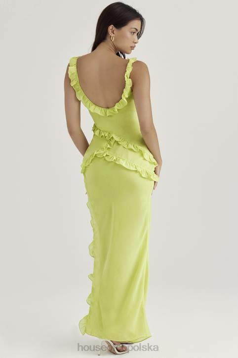 House of CB Sukienka maxi falbany pixie lime trendy stylowa moda