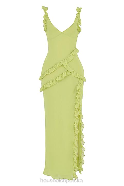 House of CB Sukienka maxi falbany pixie lime trendy stylowa moda