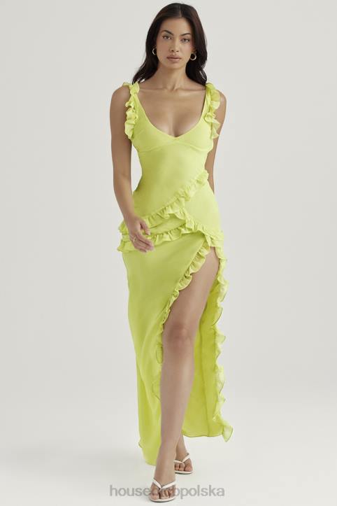 House of CB Sukienka maxi falbany pixie lime trendy stylowa moda