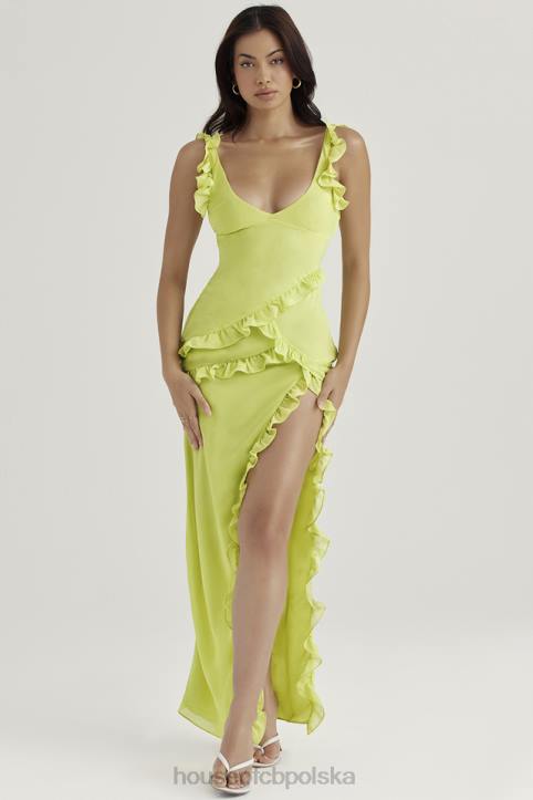 House of CB Sukienka maxi falbany pixie lime trendy stylowa moda