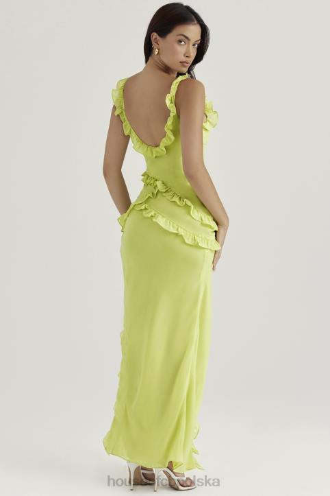 House of CB Sukienka maxi falbany pixie lime trendy stylowa moda