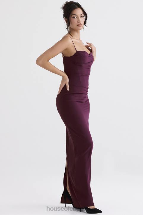 House of CB Sukienka maxi gorsetem Lani Merlot Elegancja na każdą okazję