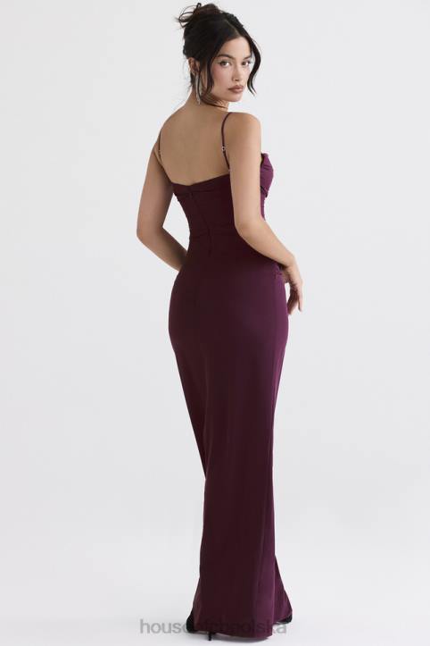 House of CB Sukienka maxi gorsetem Lani Merlot Elegancja na każdą okazję
