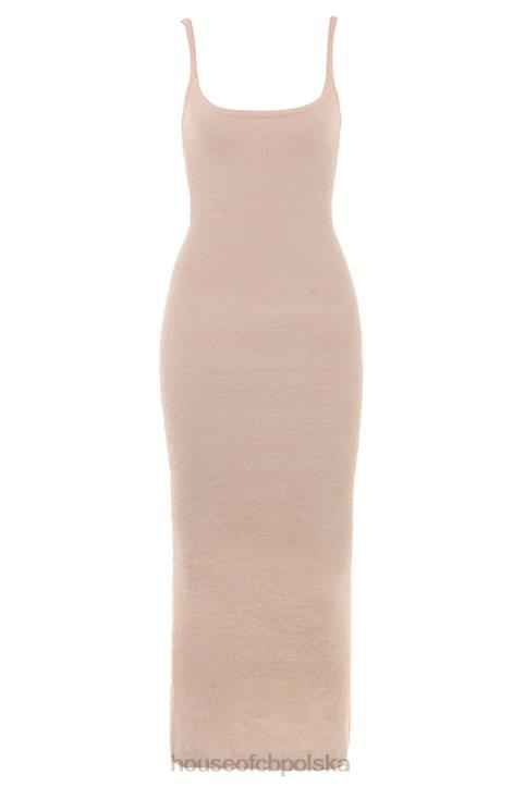 House of CB Maxi Sukienka Puszysta Beżowa Fayette Modna Odzież