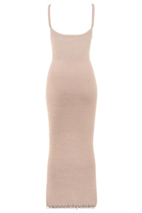 House of CB Maxi Sukienka Puszysta Beżowa Fayette Modna Odzież