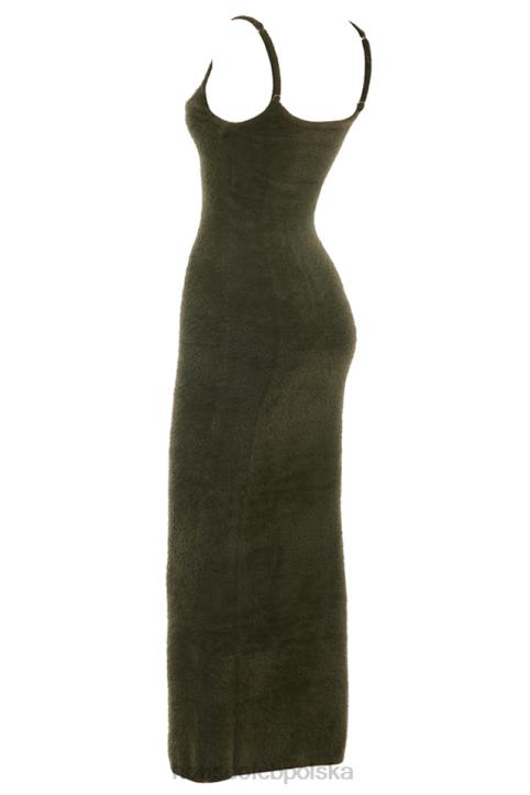 House of CB Sukienka maxi z dzianiny khaki stylowa elegancja