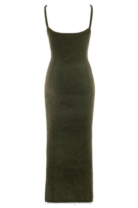 House of CB Sukienka maxi z dzianiny khaki stylowa elegancja