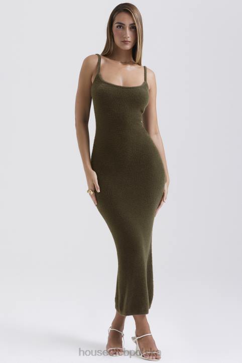 House of CB Sukienka maxi z dzianiny khaki stylowa elegancja