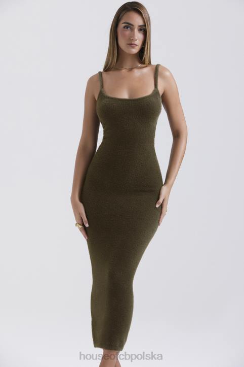 House of CB Sukienka maxi z dzianiny khaki stylowa elegancja