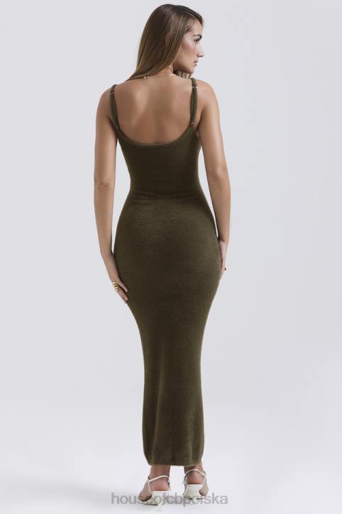 House of CB Sukienka maxi z dzianiny khaki stylowa elegancja