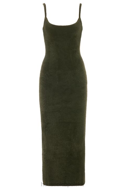 House of CB Sukienka maxi z dzianiny khaki stylowa elegancja