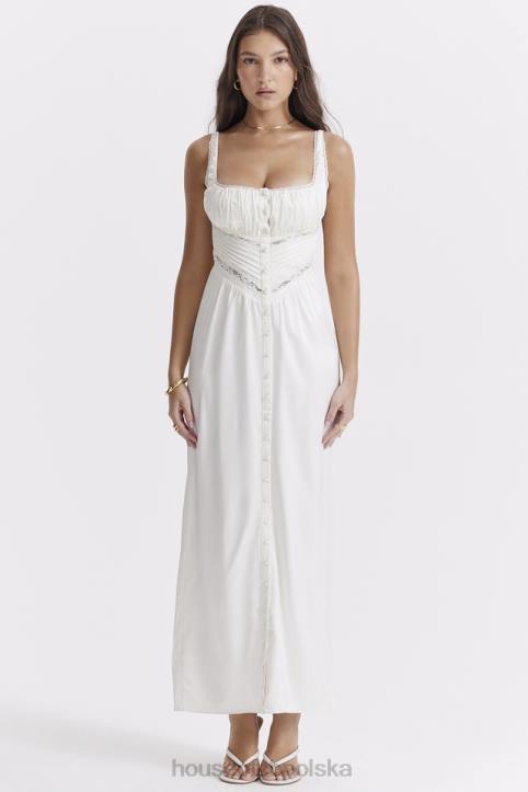 House of CB Sukienka maxi jedwabna illiana kolor kości słoniowej elegancka moda
