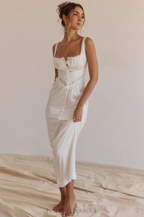 House of CB Sukienka maxi jedwabna illiana kolor kości słoniowej elegancka moda