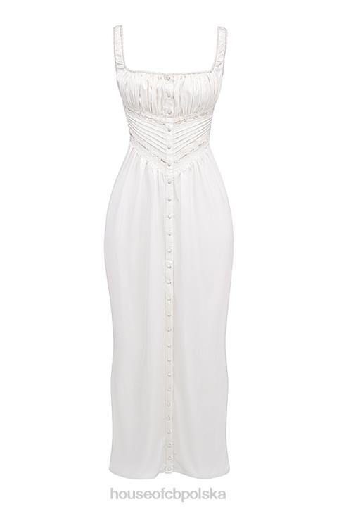 House of CB Sukienka maxi jedwabna illiana kolor kości słoniowej elegancka moda
