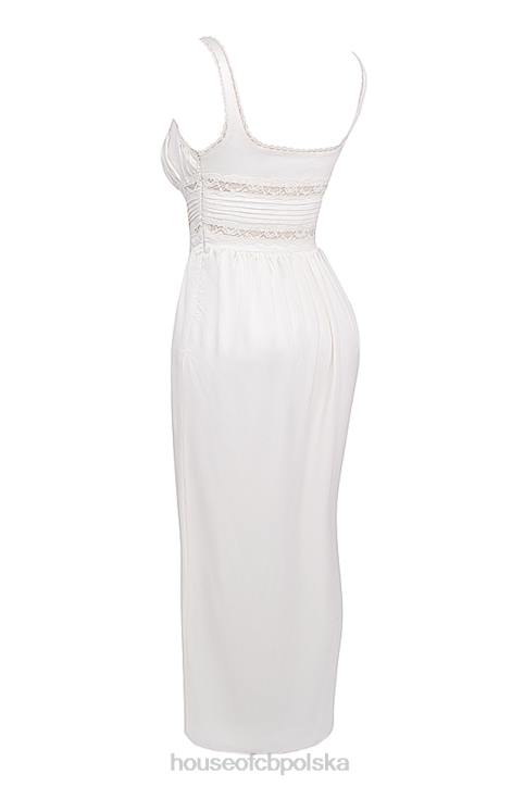 House of CB Sukienka maxi jedwabna illiana kolor kości słoniowej elegancka moda
