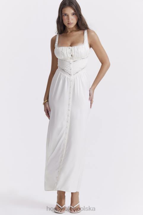 House of CB Sukienka maxi jedwabna illiana kolor kości słoniowej elegancka moda