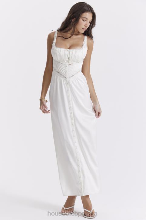 House of CB Sukienka maxi jedwabna illiana kolor kości słoniowej elegancka moda