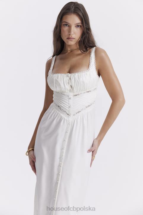 House of CB Sukienka maxi jedwabna illiana kolor kości słoniowej elegancka moda
