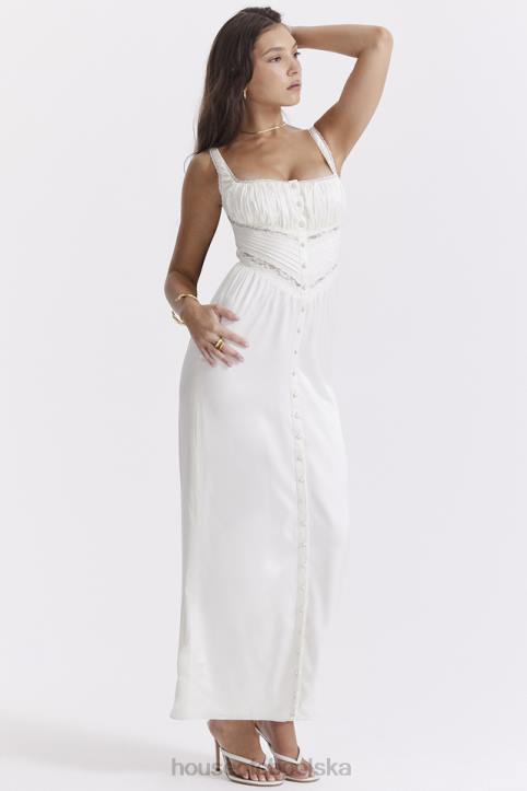 House of CB Sukienka maxi jedwabna illiana kolor kości słoniowej elegancka moda