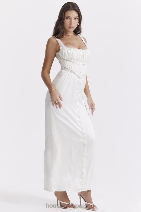 House of CB Sukienka maxi jedwabna illiana kolor kości słoniowej elegancka moda