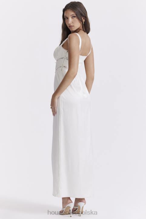 House of CB Sukienka maxi jedwabna illiana kolor kości słoniowej elegancka moda