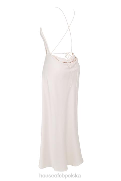 House of CB Sukienka maxi z rozcięciem kości słoniowej elegancka moda damska