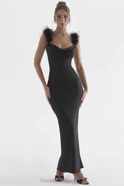 House of CB Tabitha czarna satynowa sukienka maxi 4PND299 odzież