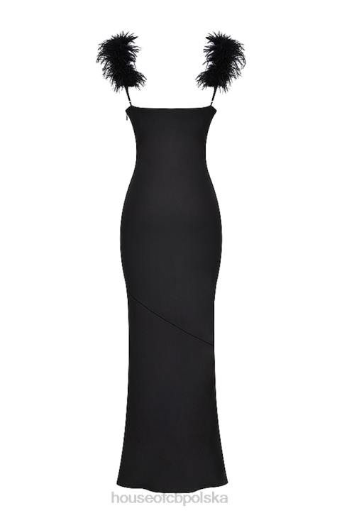 House of CB Tabitha satynowa czarna sukienka maxi na każdą okazję