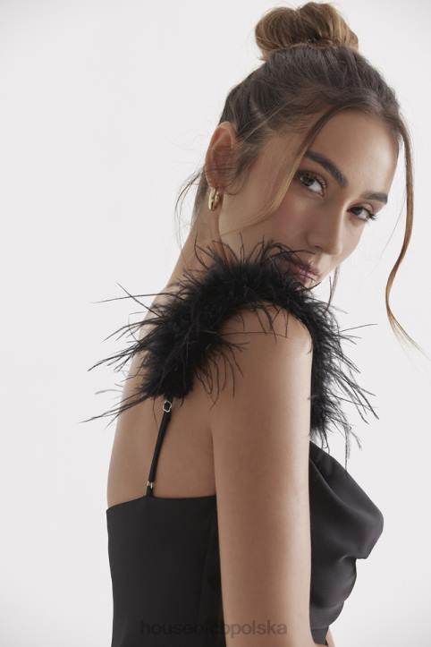 House of CB Tabitha satynowa czarna sukienka maxi na każdą okazję