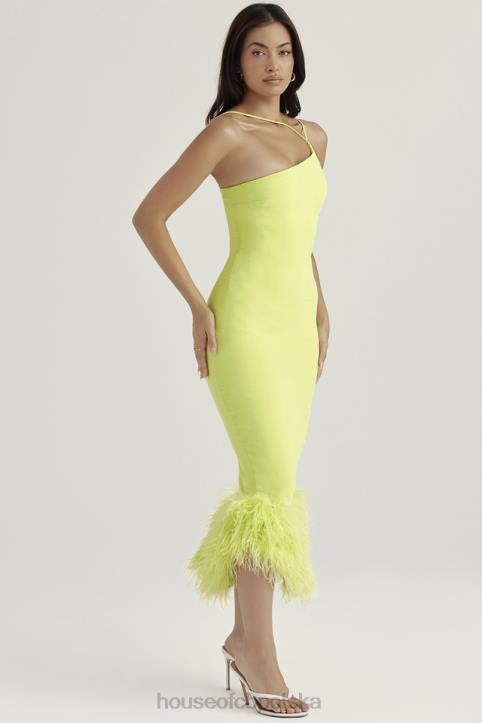House of CB Limonkowa Midi Sukienka Alessia Stylowa Moda